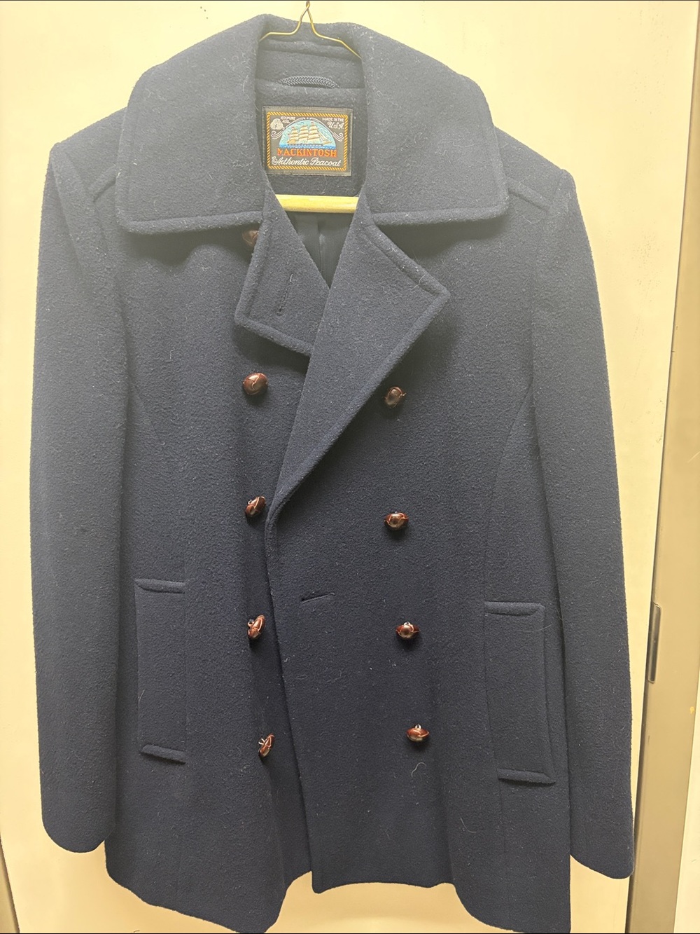 Navy Double-Breasted Wool Peacoat